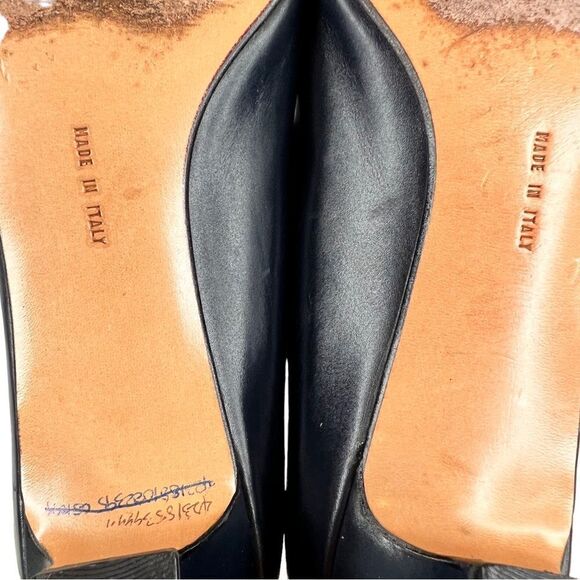 SALVATORE FERRAGAMO Vintage Black Leather Slip-on Pumps Size 8.5 AA = Narrow Fit - Picture 9 of 12